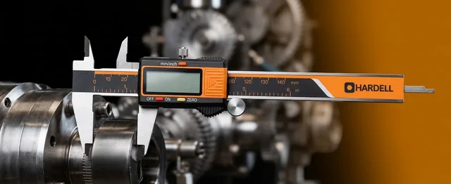 ACCUMEASURE digital caliper in a professional industrial setting
